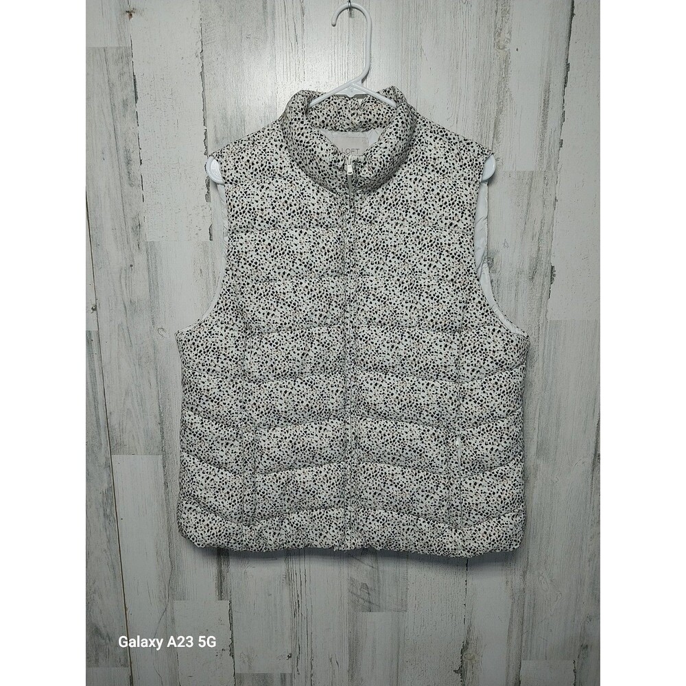 Ann Taylor Loft Leopard Print Whisper White Puffer Vest - size XLP